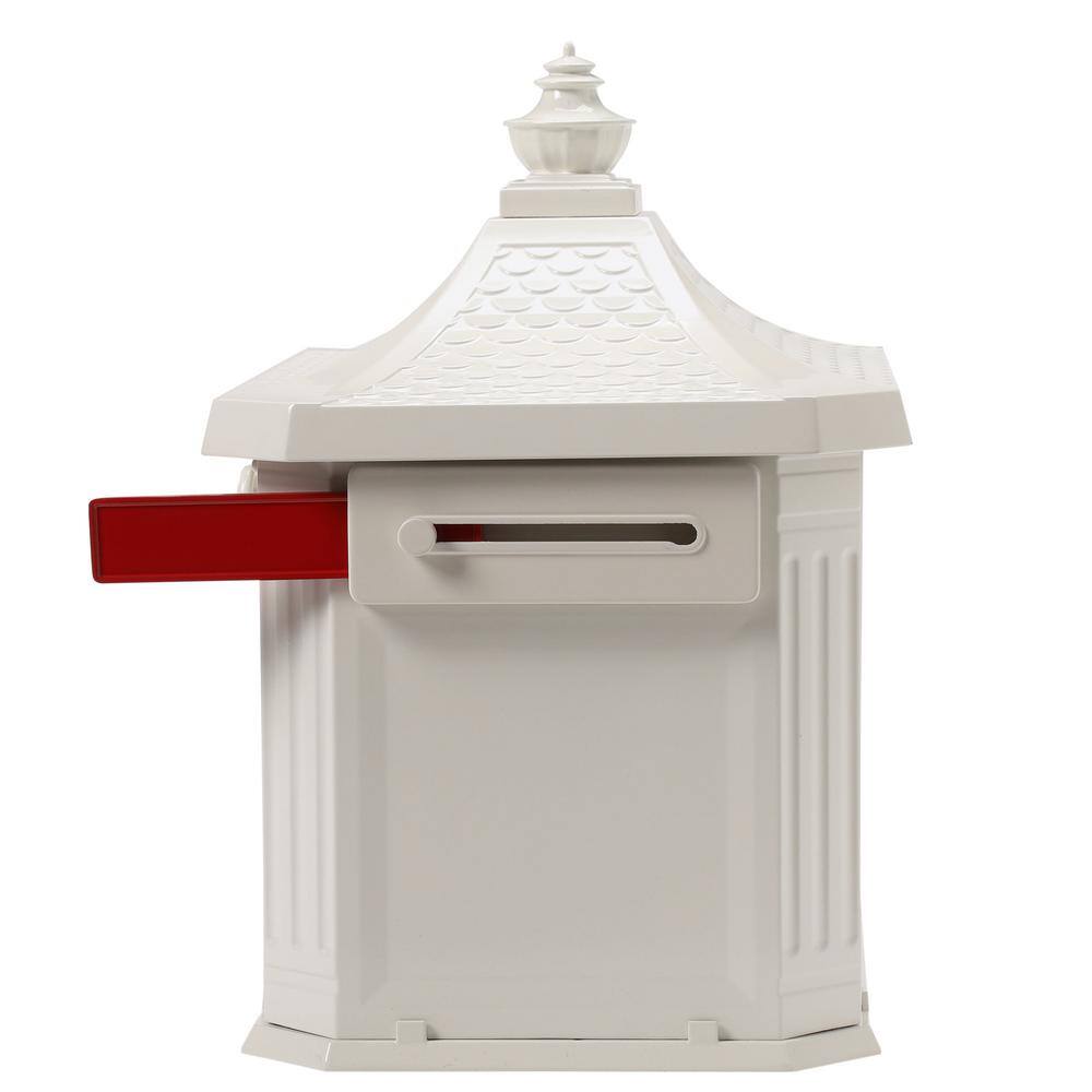 Architectural Mailboxes Hamilton Premium White Large Locking Aluminum Post Mount Mailbox HM200WAM