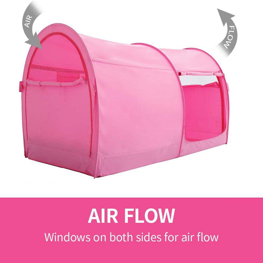 Alvantor Indoor Pop Up Portable Frame Pongee Bed Canopy Tent Full Curtains Breathable Pink Cottage (Mattress Not Included) 2006FP