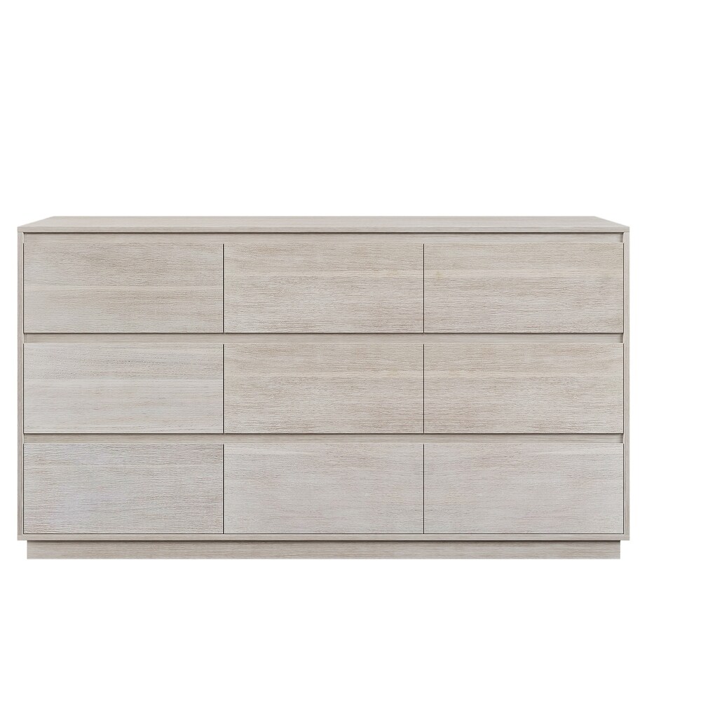 Modern Style Solid Wood 9 Drawers Dresser Stone Gray