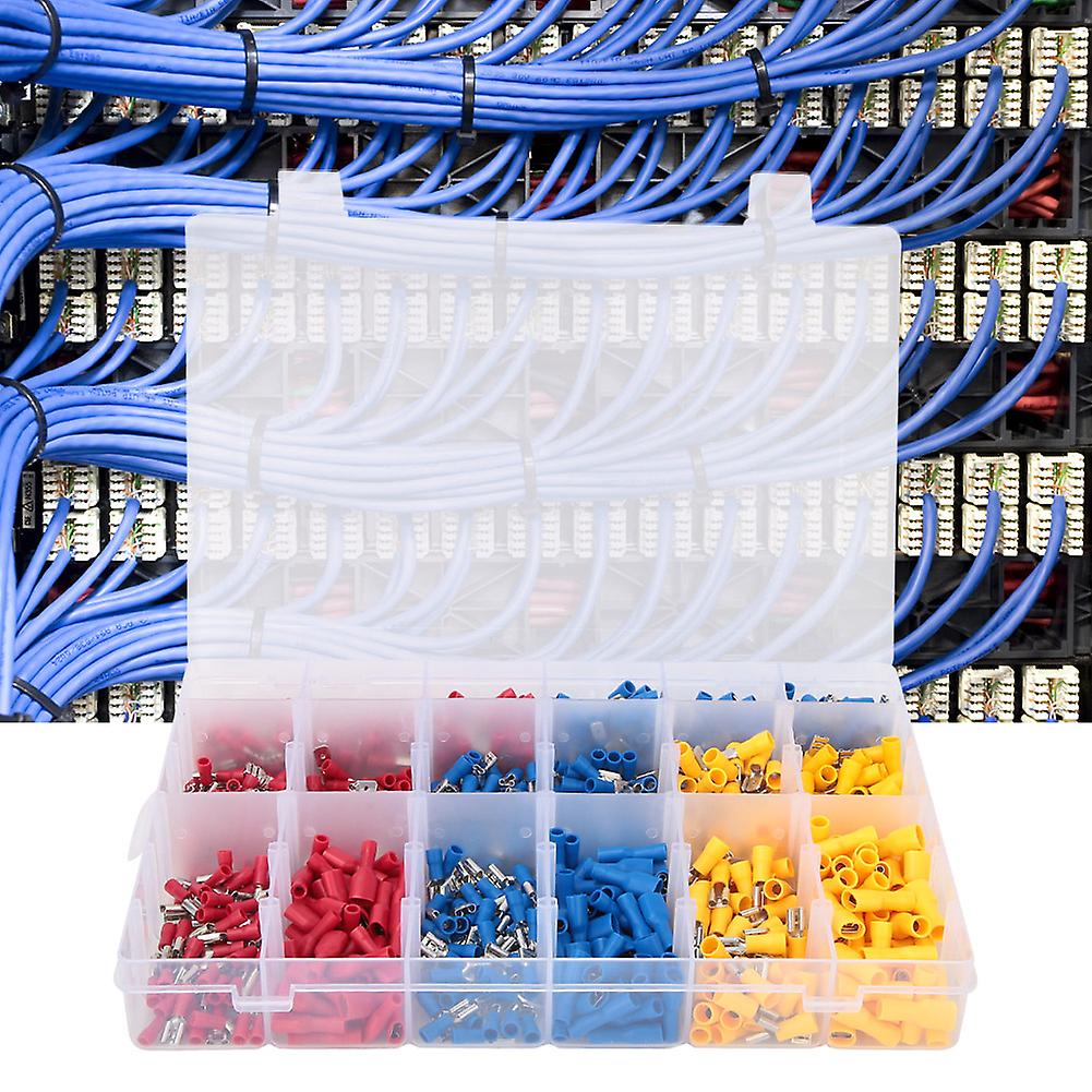 900pcs Cold Pressure Electrical Wire Terminal Crimp Kit Insulated Spade Butt Connectors Set