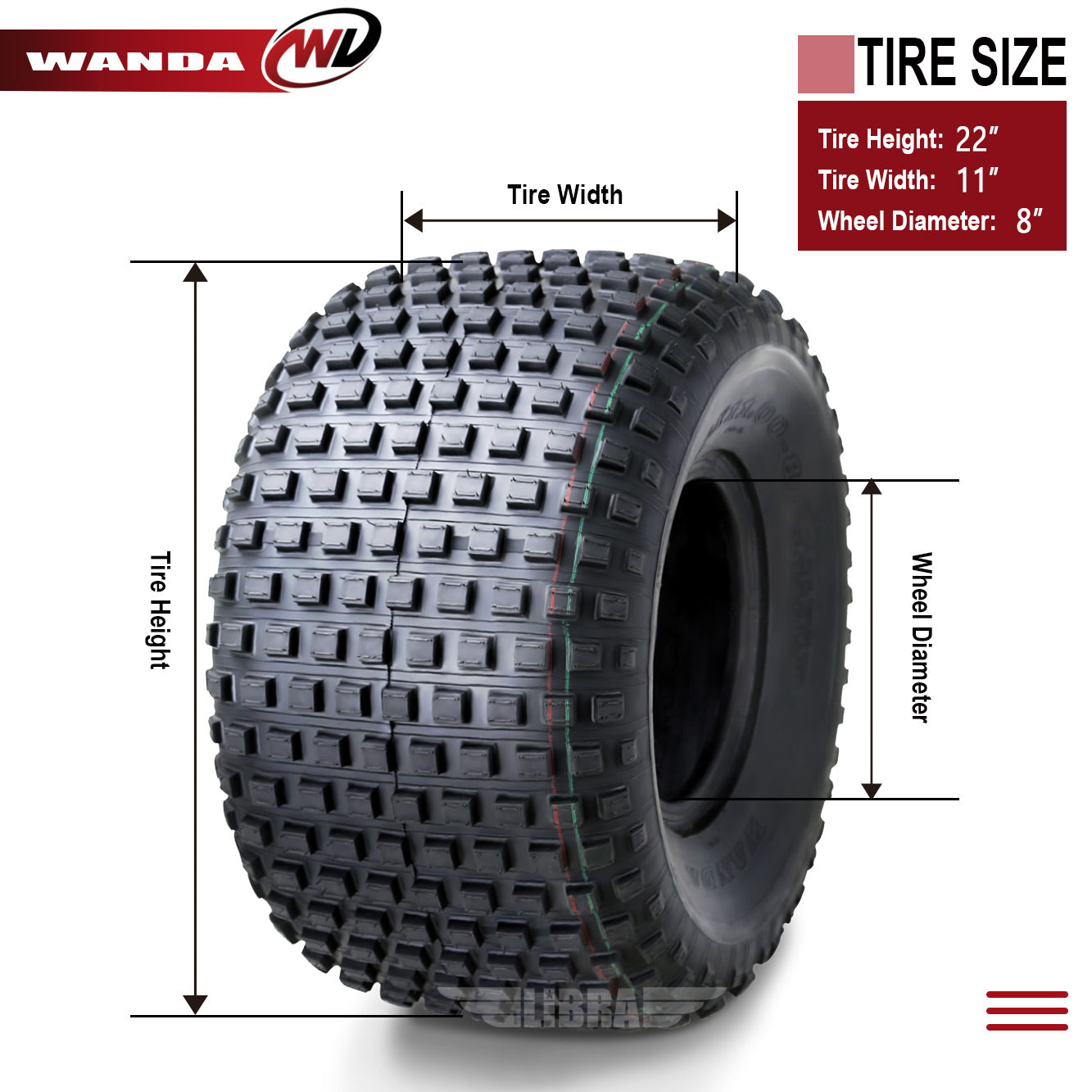 2 New WANDA ATV Tires 22X11-8 22x11x8 4PR P323 - 10032