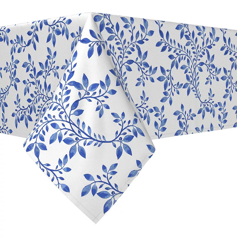 Rectangular Tablecloth， 100% Polyester， 60x84， Swirly Blue Vines