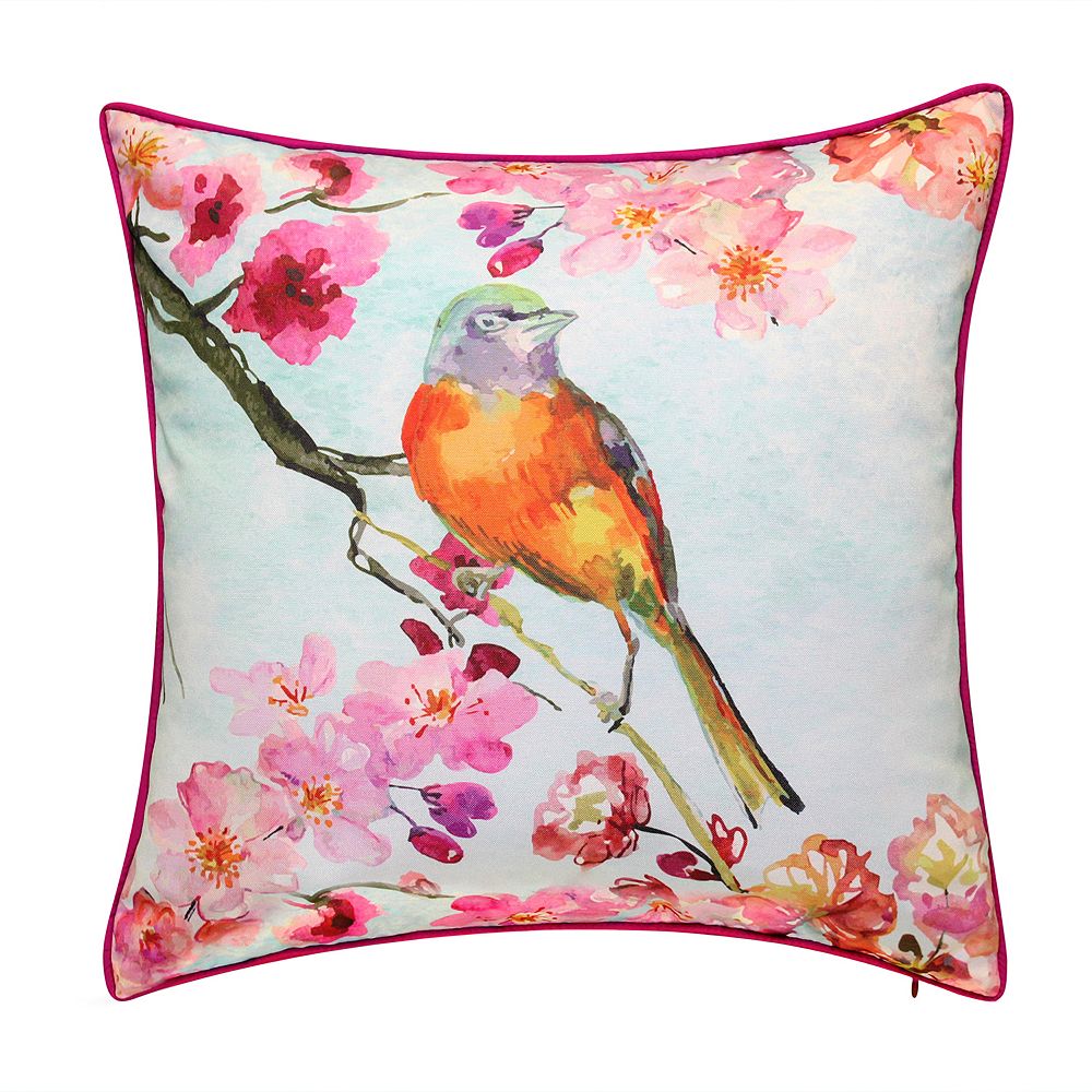 Edie@Home Reversible Birds Throw Pillow