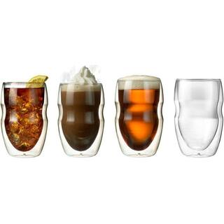 Ozeri Serafino 12 oz. Double Wall Beverage and Coffee Glasses (Set of 4) DW12S-4