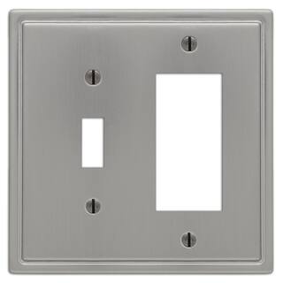 AMERELLE Moderne 2 Gang 1-Toggle and 1-Rocker Steel Wall Plate - Brushed Nickel 148TRBN