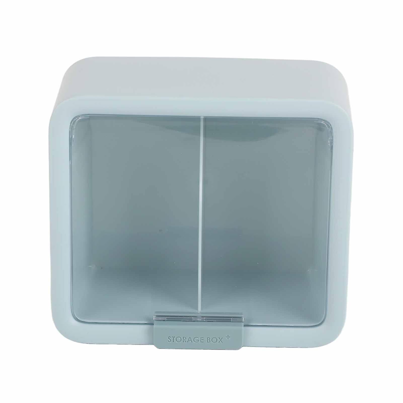 Doll House Room Dollhouse Cabinet Display Box Storage Case 2 Layer Transparent Door Blue