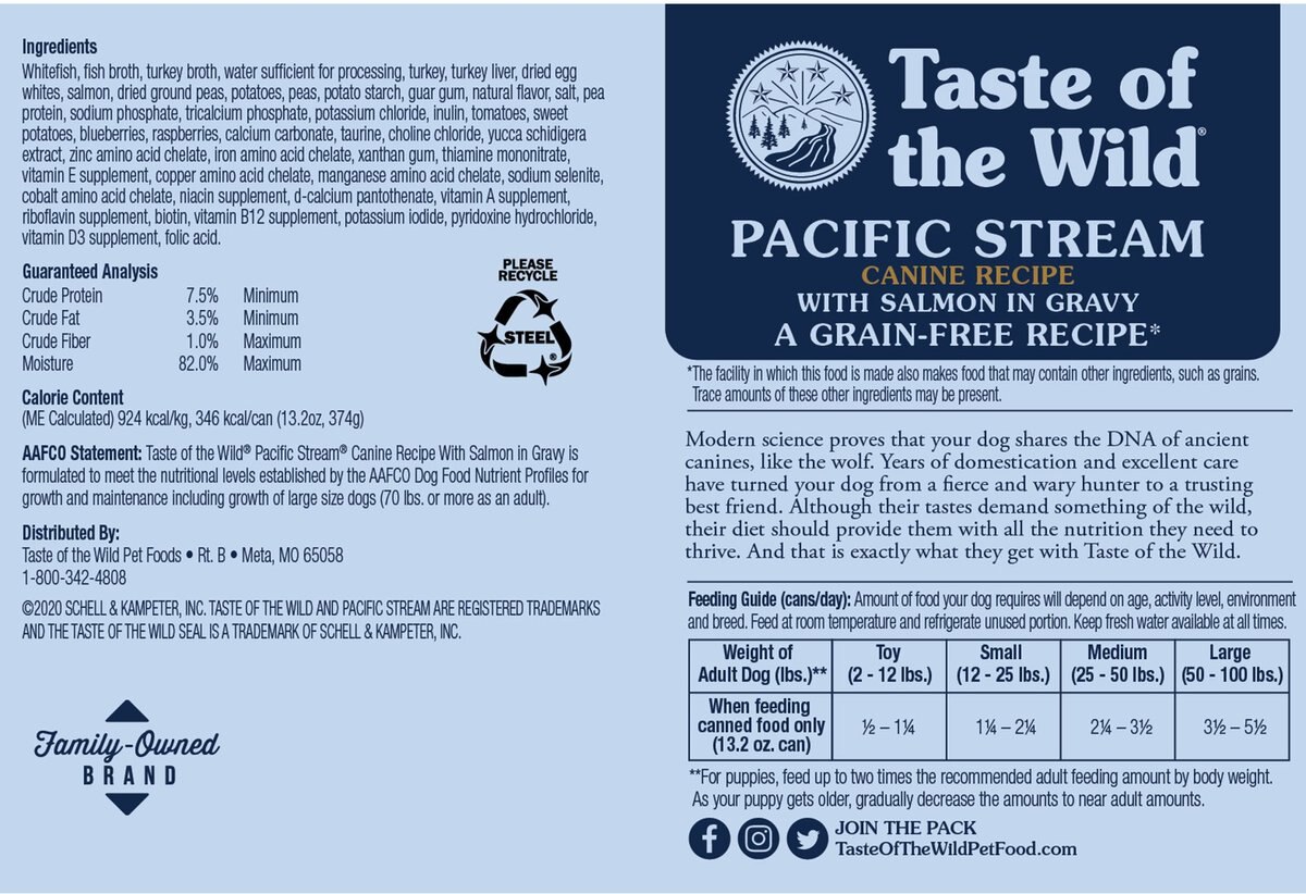 Taste of the Wild Pacific Stream Canine Recipe with Salmon in Gravy Canned Dog Food