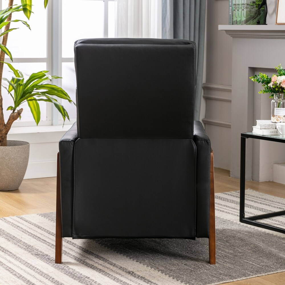 PU Leather Accent Chairs Adjustable Recliner Chair  Black PU