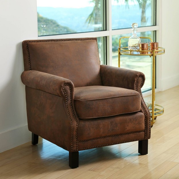 Adaline Antique Fabric Club Chair Brown Abbyson Living