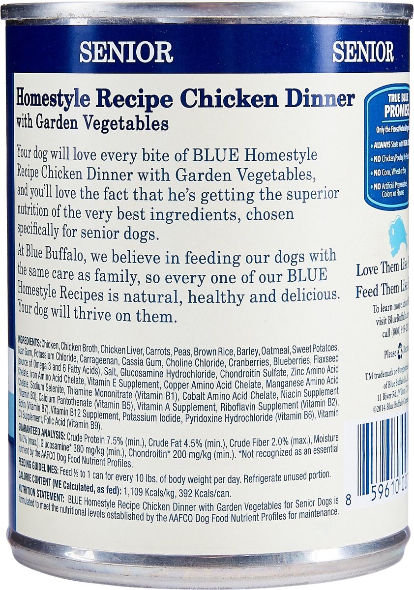 Blue Buffalo Homestyle Recipe Senior Chicken Dinner with Garden Vegetables Canned Dog Food