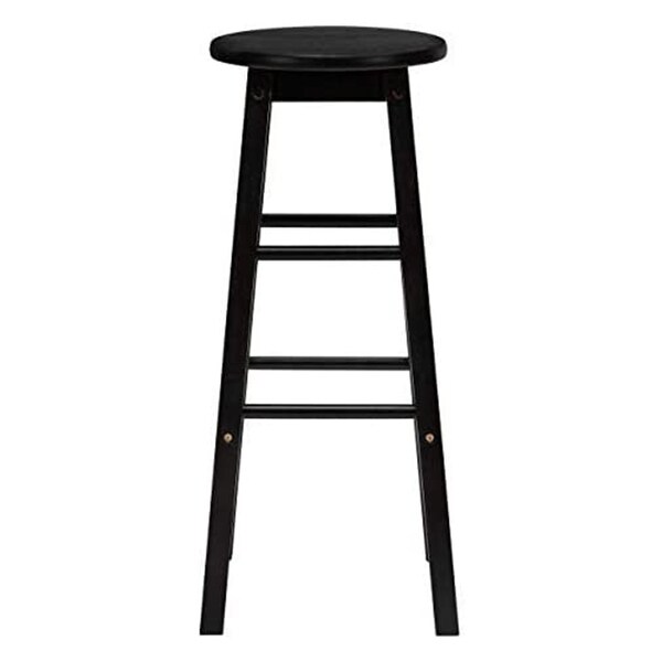 PJ Wood Classic Round-Seat 24 Inch Kitchen and Counter Stools， Black， Set of 2 - 19.36