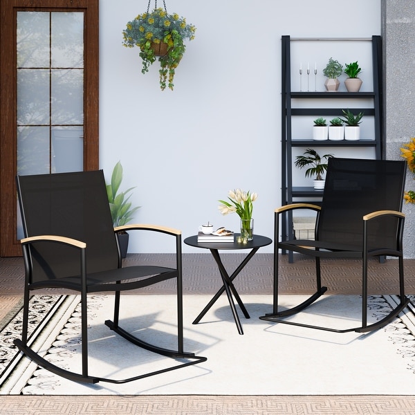 Futzca 3Piece Patio Bistro Sets，Two Chairs with Coffee Table