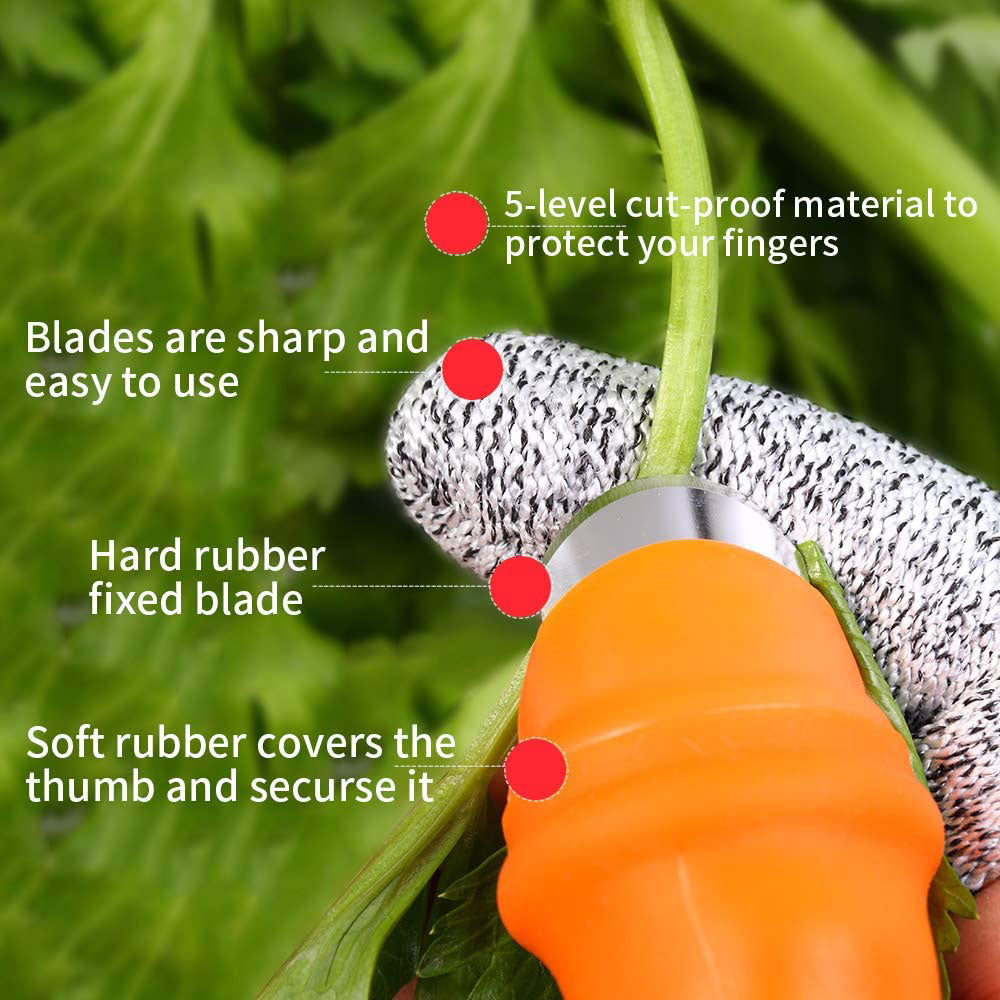 HOTBEST Garden Silicone Thumb Knife Picking Portable Fruit Vegetable Potted Harvesting Plants Trim Set with Separator Finger Protectors Vegetable Gardening Tools