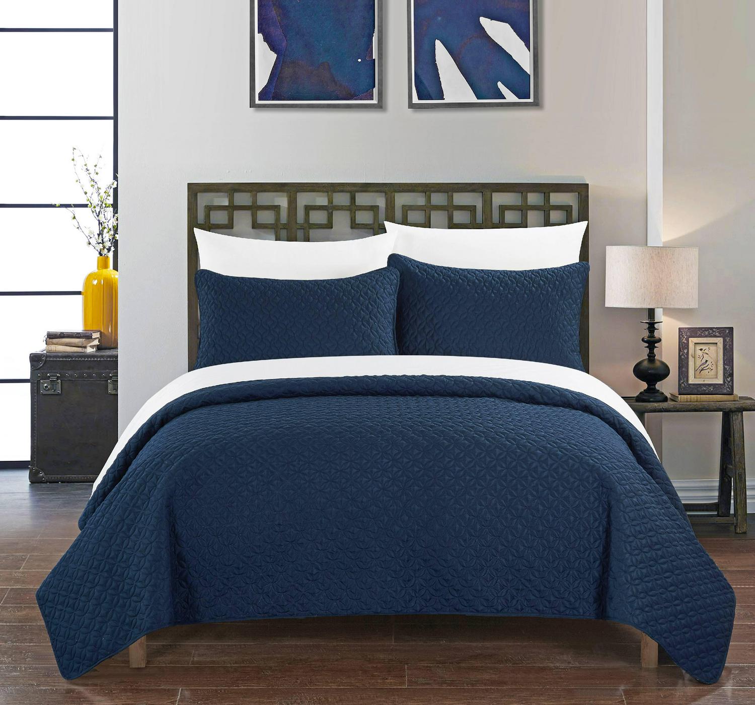 Chic Home Mather 7Piece Applique Quilt Set King Navy  Crowdfused