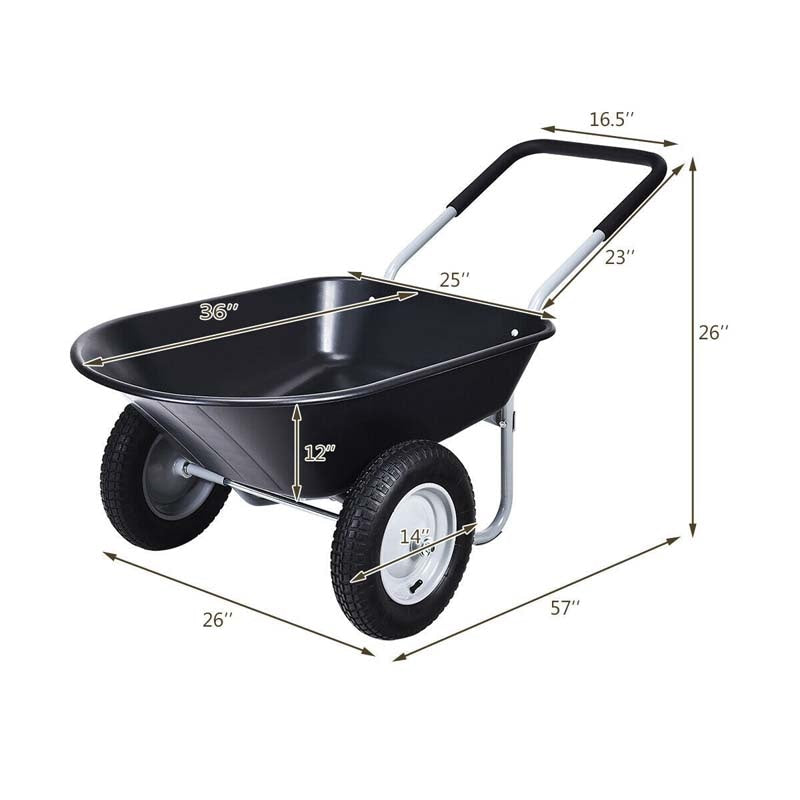 2 Wheel Wheelbarrow Garden Cart Heavy-duty Dolly Utility Car