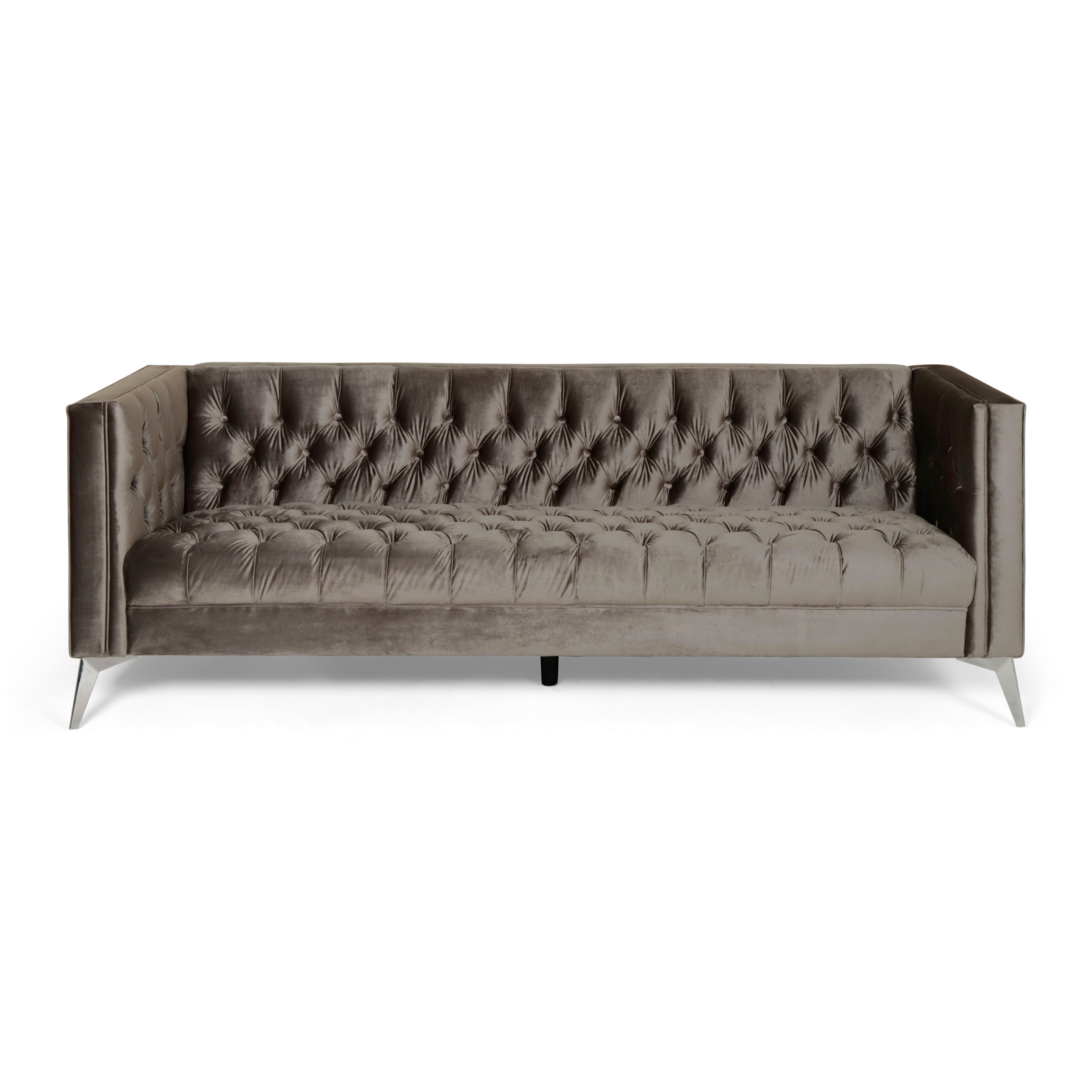 Harnoor Contemporary Tufted Velvet 3 Seater Sofa