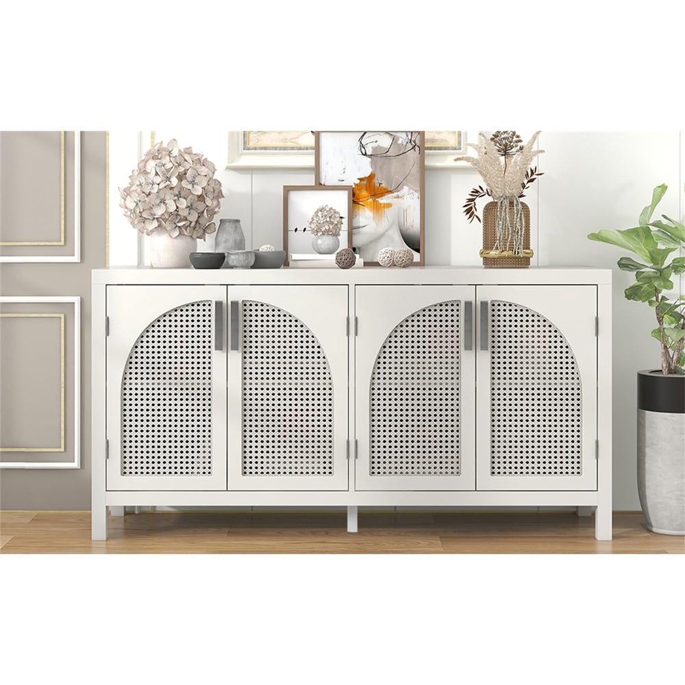 Large Storage Space Sideboard with Rattan Door