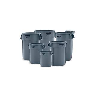 Rubbermaid Commercial Products Brute 55 Gal. Gray Plastic Round Trash Can RCP265500GY