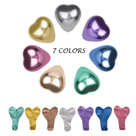 Aspire 50 Pcs 12 Inch Heart Shaped Balloons Metall...