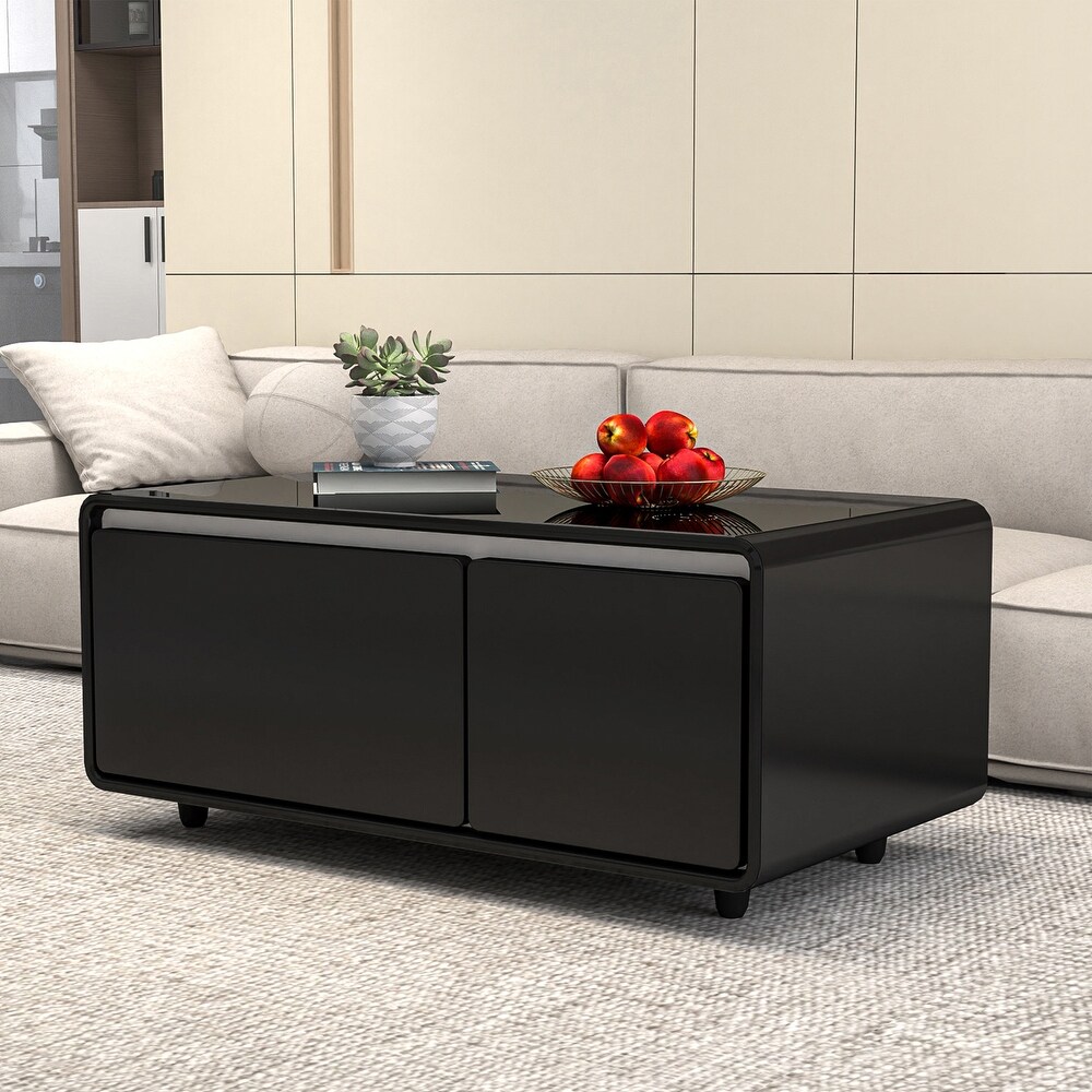 Smart Coffee Table w/ Fridge Drawer/ Charging Station/ Water Interface