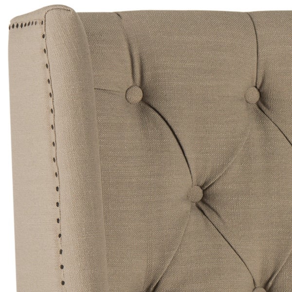 SAFAVIEH London Taupe Upholstered Tufted Wingback Headboard (Full) - - 11925573