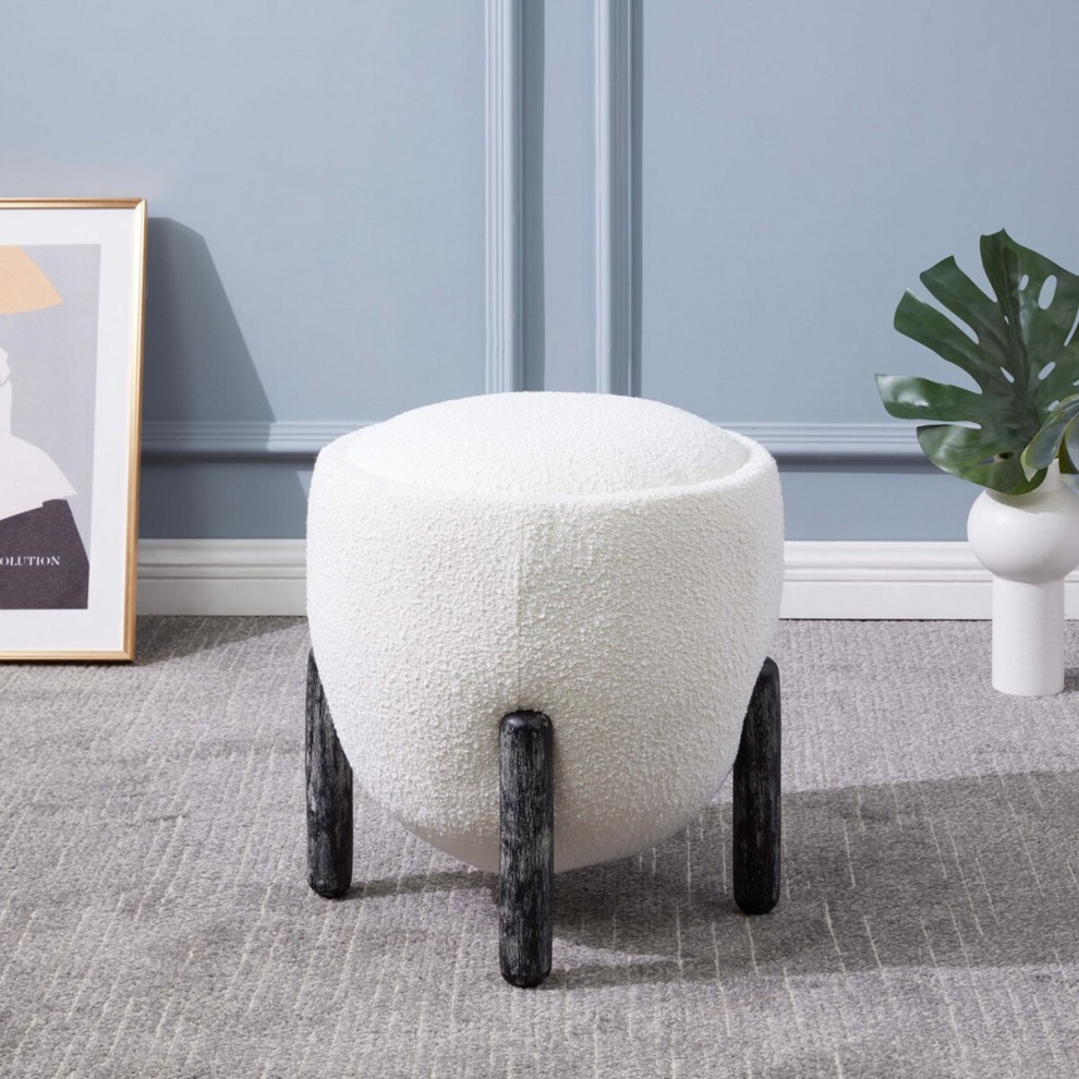 Safavieh Couture Clarabella Boucle Ottoman   Farmhouse   Footstools And Ottomans   by Safavieh  Houzz