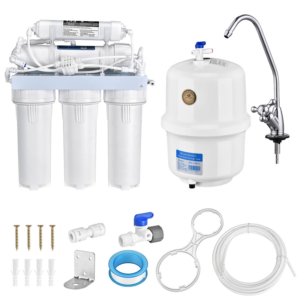 TheLAShop 5 Stage 50 GPD Reverse Osmosis Water Filtration System Under Sink