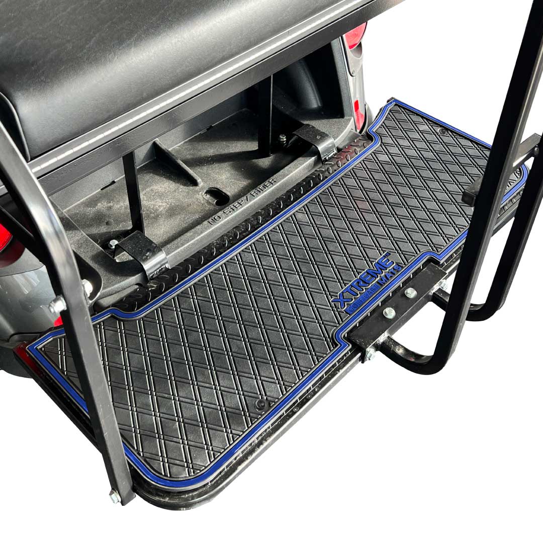 Xtreme Mats E-Z-GO Golf Cart Floor Mats for Rear Seat Kits and Rear Facing Foot Rests - Fits Select E-Z-GO RXV and TXT Rear Seat Kits - Red Trim