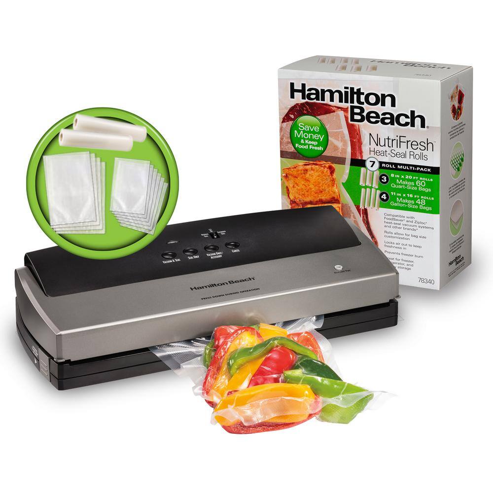 Hamilton Beach NutriFresh Clear Vacuum Sealer Bag Rolls 7-Roll Multi-Pack 78340