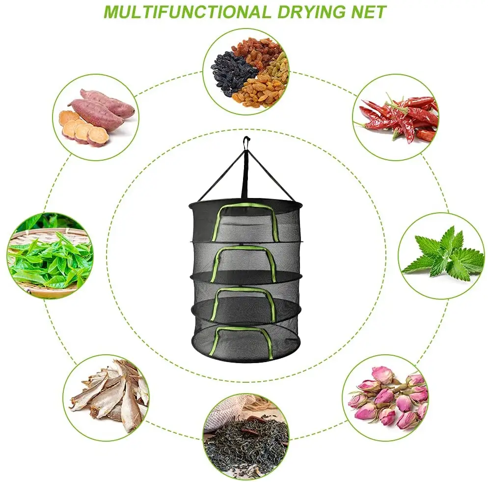 Circular zipper Dry sieve ring hanging type herb drying rack 60CM diameter U shaped drying net