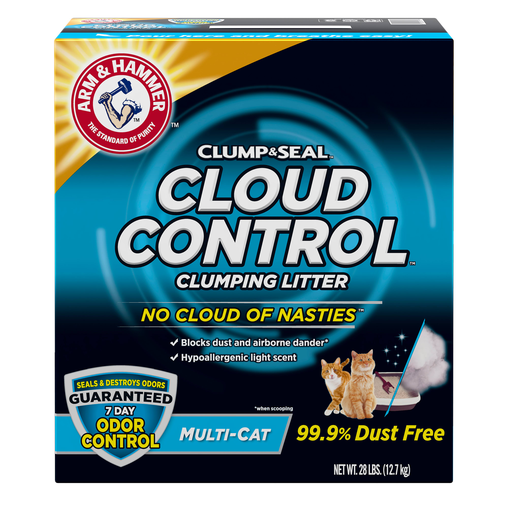 Arm  Hammer Clump  Seal Cloud Control Multi-Cat Clumping Litter， 28 lbs.