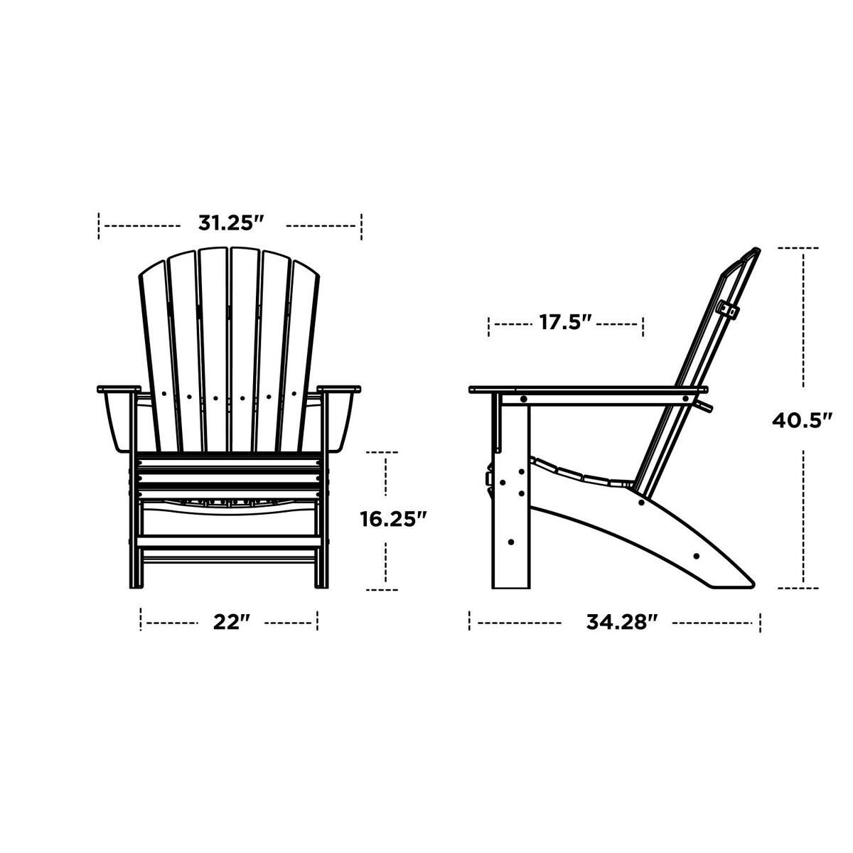 POLYWOOD Nautical 3-Piece Curveback Adirondack Set