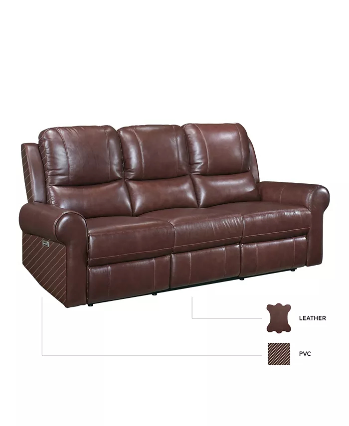 Homelegance White Label Florentina 82 Leather Match Power with Power Headrests Double Reclining Sofa