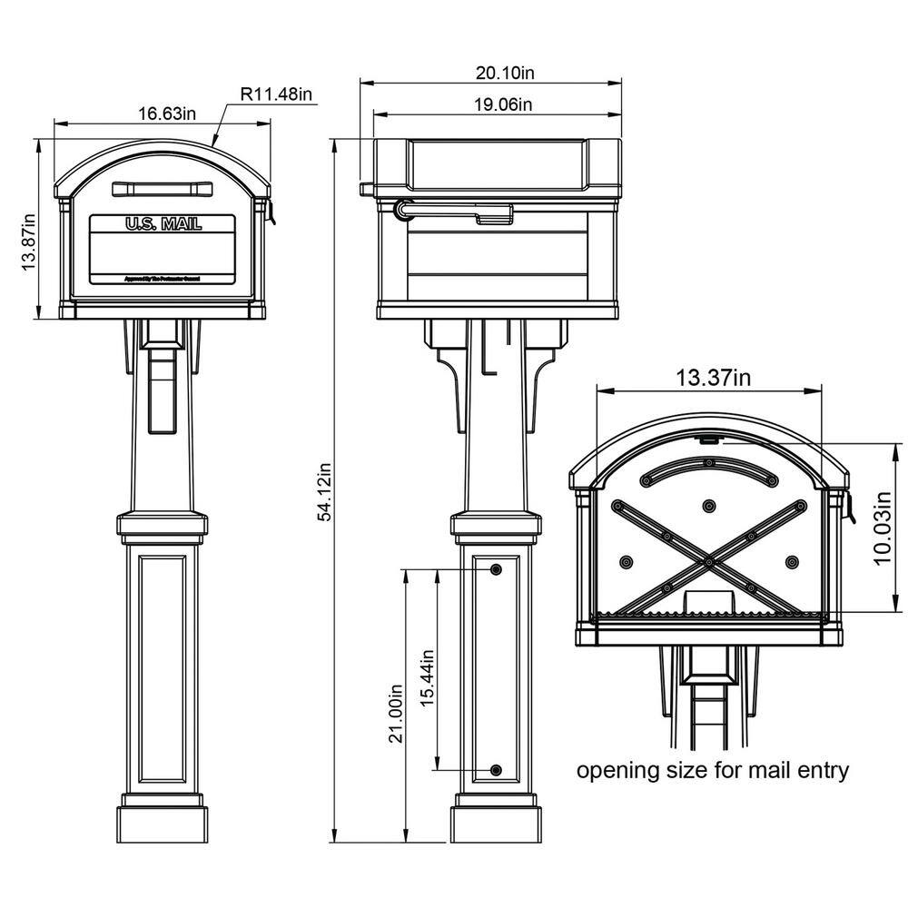 Architectural Mailboxes Grand Haven Mocha Extra Large Plastic Mailbox and Post Combo GHC40MAM