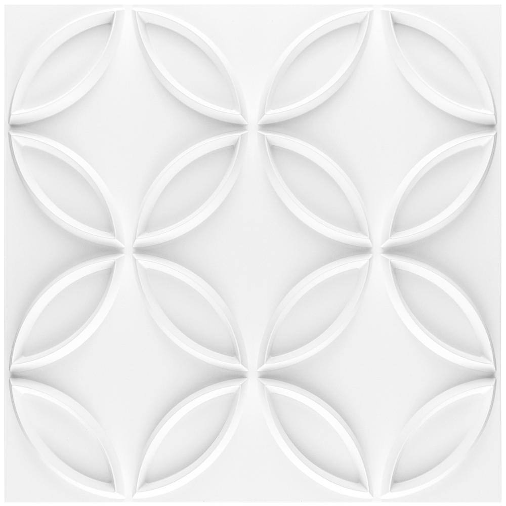 Art3d Interlocking Circles 19.7 in. x 19.7 in. PVC Wall Panel in Matt White for Interior Decoration (32 sq. ft.) A10hd048WTP12