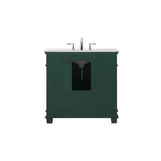 Timeless Home 36 in. W x 21.5 in. D x 35 in. H Single Bathroom Vanity in Green with White Marble TH100036GN