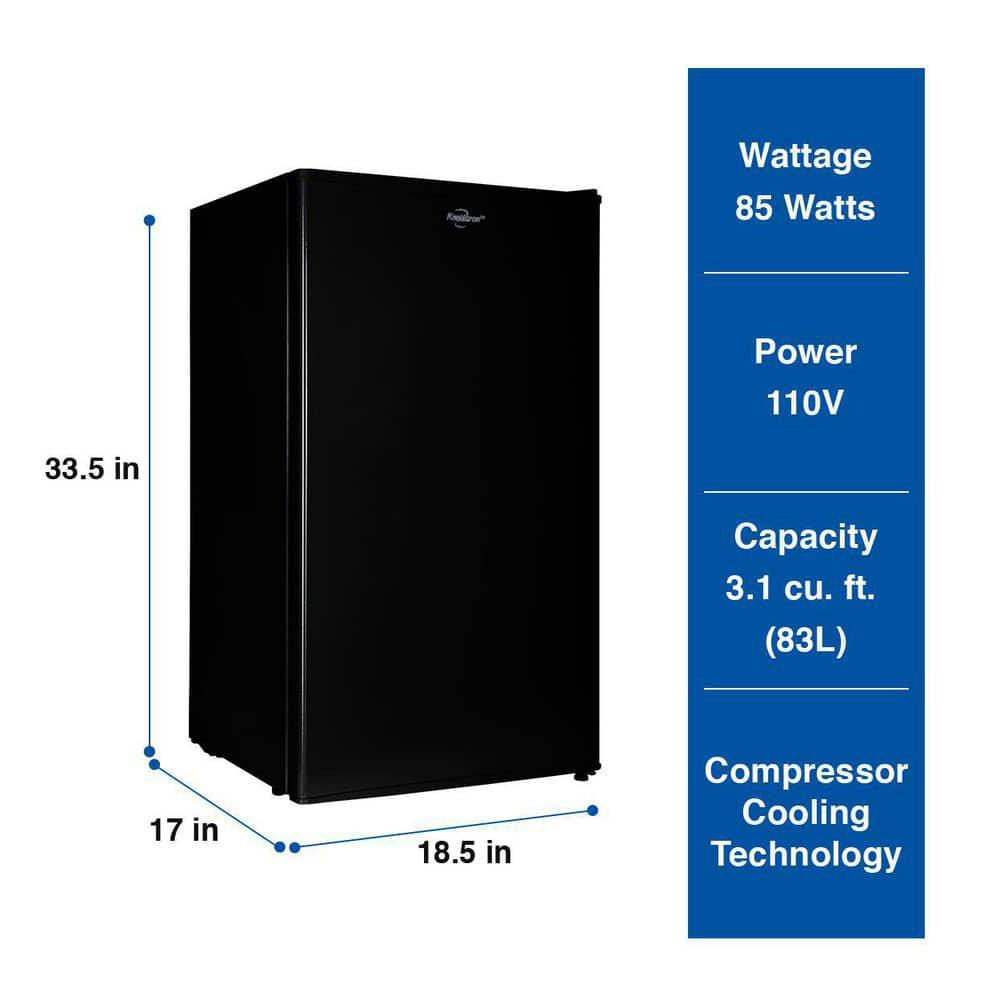 Koolatron 33 cu ft Compact Fridge with Freezer in Black