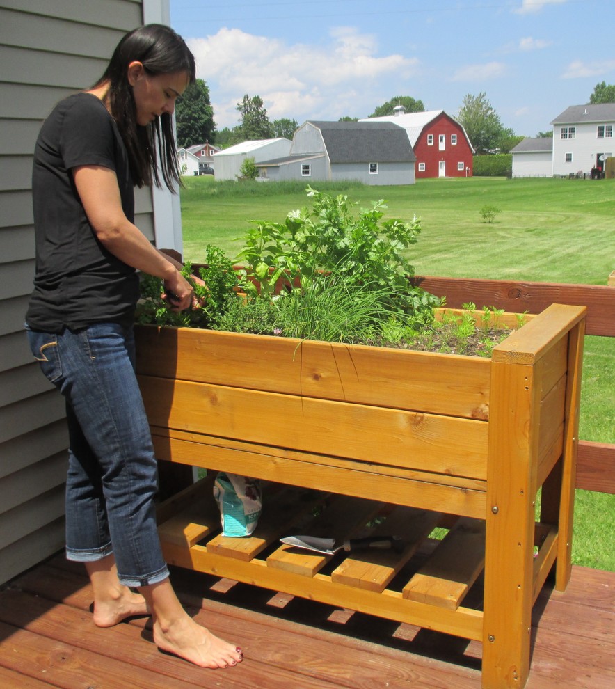 Elevated Planter Box with Shelf   Farmhouse   Outdoor Pots And Planters   by Smart Carts / Infinite Cedar  Houzz