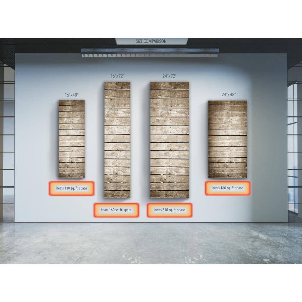 Heat Storm Glass Heater 750-Watt Radiant Wall Hanging Decorative Glass Heat Panel - Canadian Hardwood HS-2448-V84