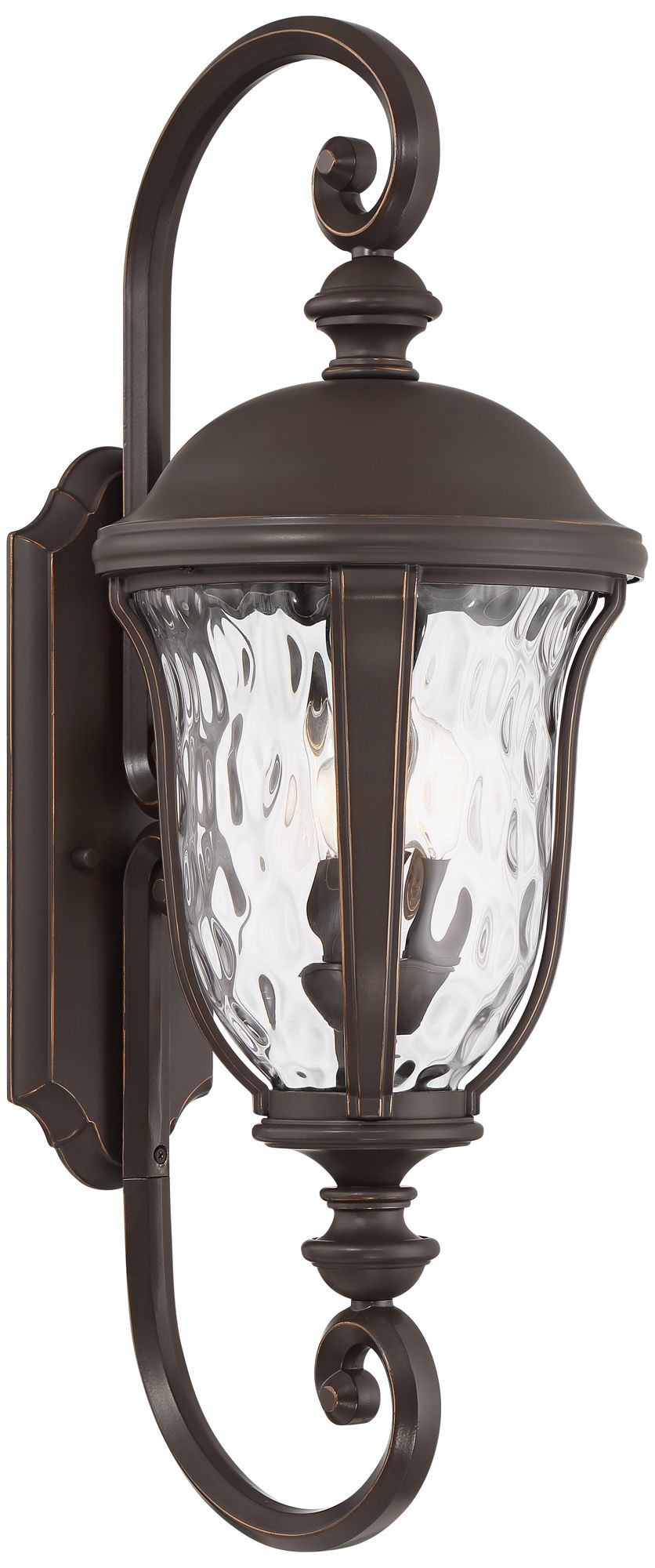 John Timberland Rustic Farmhouse Outdoor Wall Light Fixture Bronze 27 1/4" Clear Hammered Glass Shade for Exterior Barn Deck House Porch Yard Patio