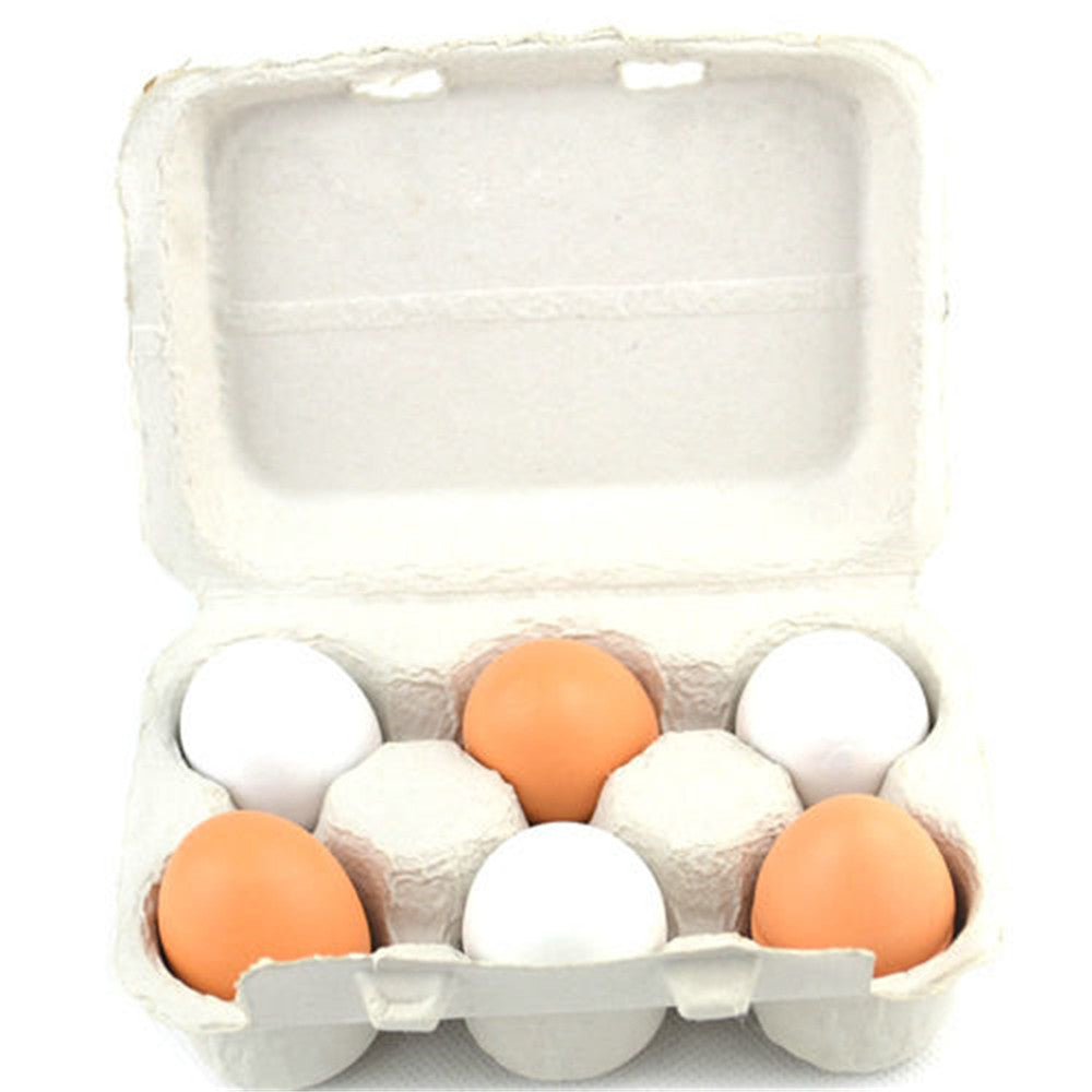 6PCS Wooden Eggs Yolk Pretend Play Kitchen Food Cooking Kids Children Baby Toy