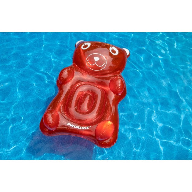 Inflatable Gummy Bear 1 person Swimming Pool Float Transparent Red