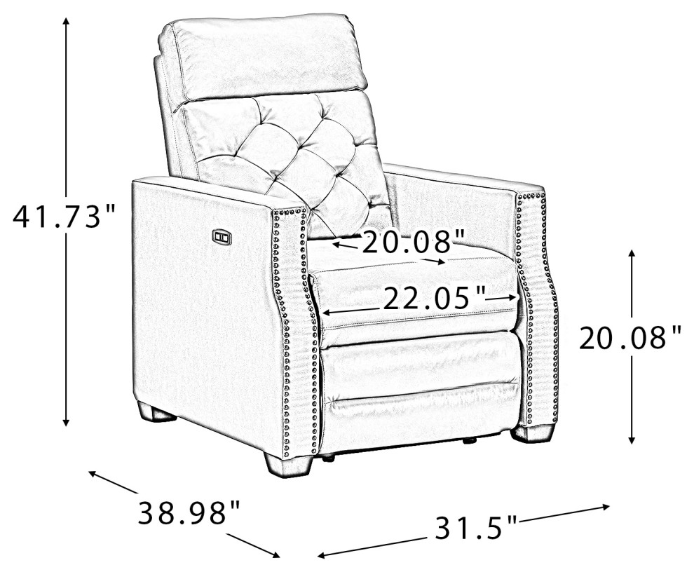 Fernando 31.50 quotW Genuine Leather Power Recliner  Set of 2   Contemporary   Recliner Chairs   by Karat Home  Houzz