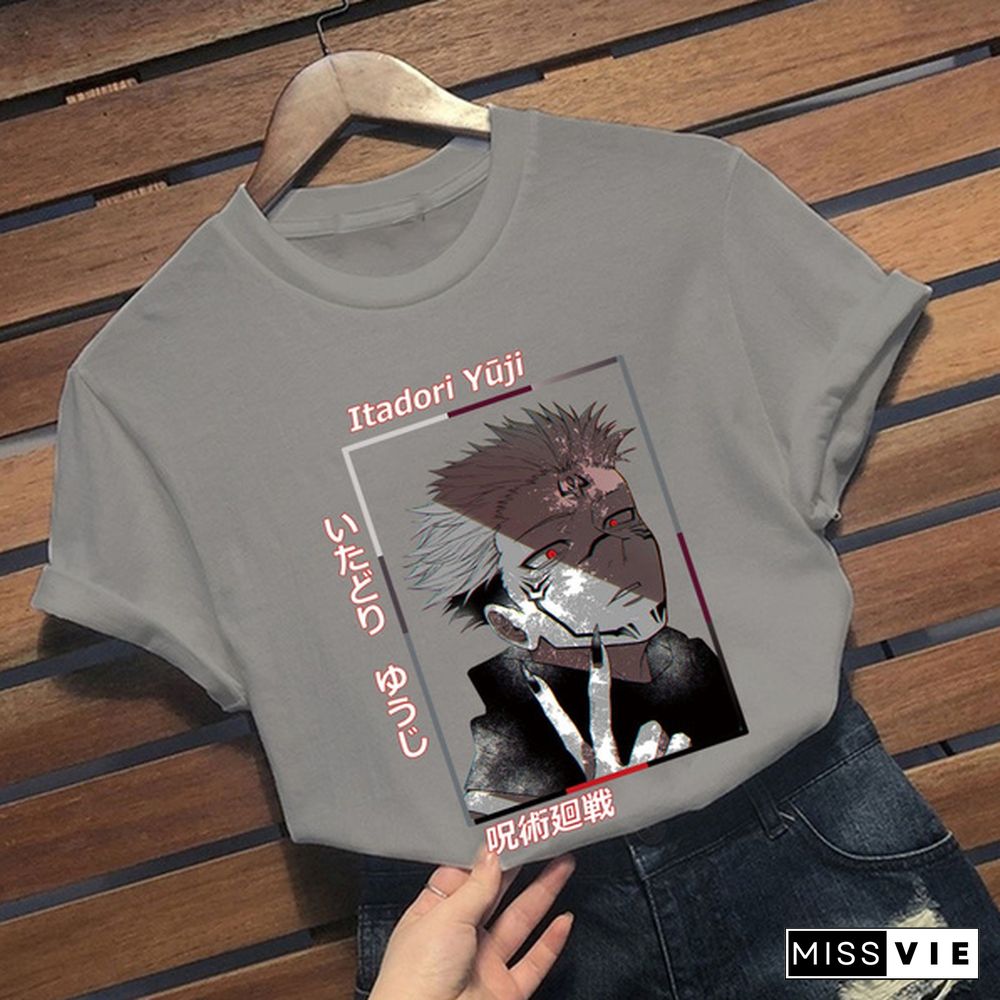 Itadori Yuji T-Shirt Halloween Round Neck Tees Cozy Cotton Tops Jujutsu Kaisen