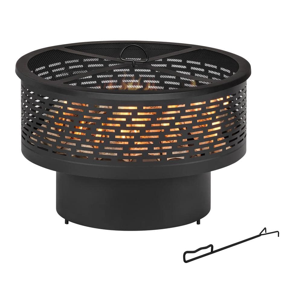 Hampton Bay 26 in. Outdoor Steel Wood Burning Black Fire Pit FT-61689