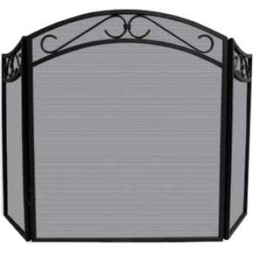 Blue Rhino UniFlame Tri-Fold Wrought Iron Screen with Arch， Black