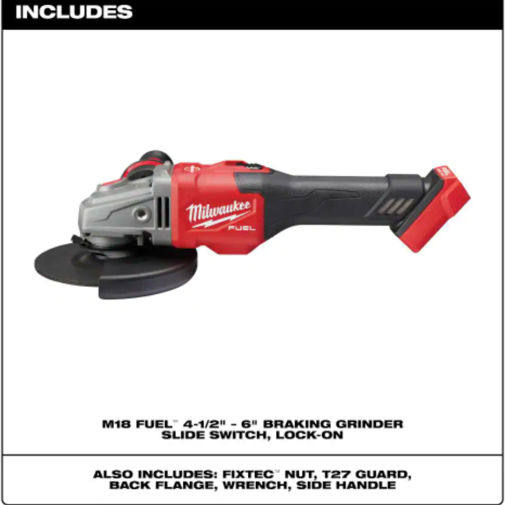 Milwaukee M18 FUEL 18V Lithium-Ion Brushless Cordless 4-1/2 in./6 in. Grinder with Slide Switch with Lock On (Tool-Only)