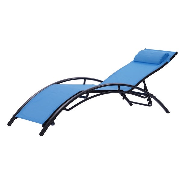 2PCS Set Chaise Lounges Outdoor Lounge Chair Lounger Recliner Chair For Patio Lawn Beach Pool Side Sunbathing