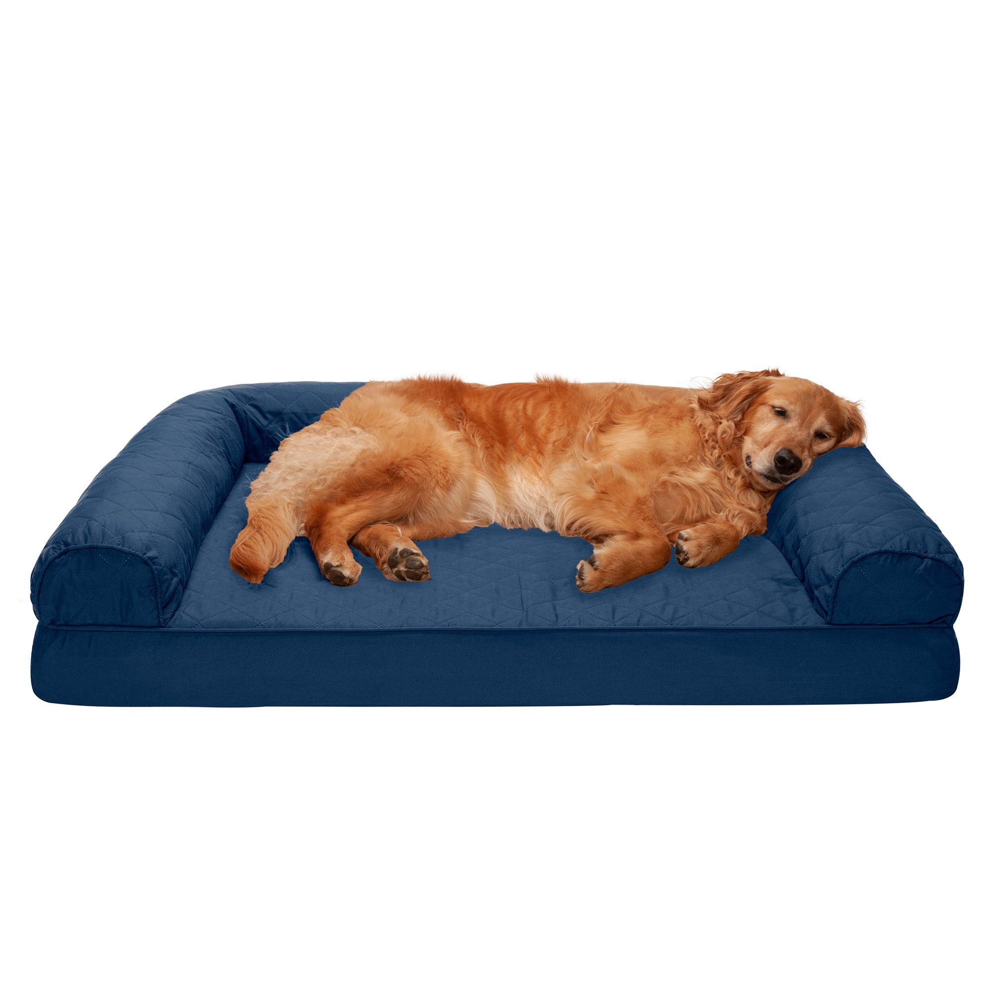 FurHaven Pet Products | Full Support Orthopedic Quilted Sofa-Style Couch Pet Bed for Dogs & Cats, Navy, Jumbo