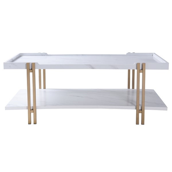 Dann Foley - Cocktail Table - Gold and White Marble Finish